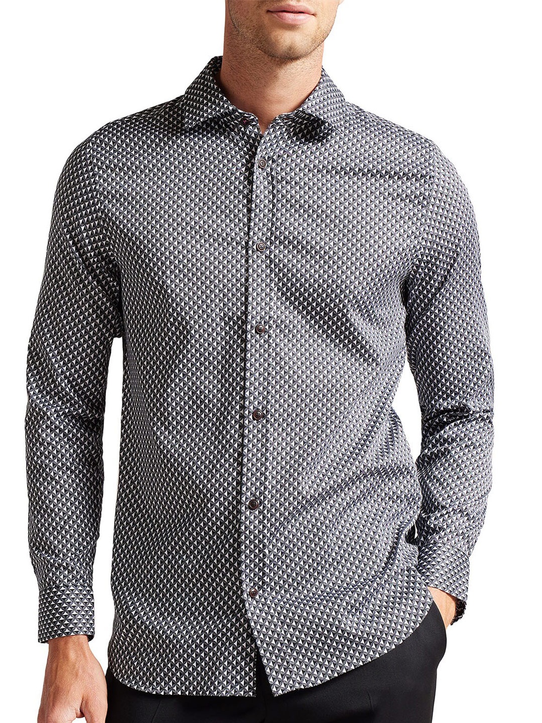 

Ted Baker Geometric Printed Cotton Casual Shirt, Black
