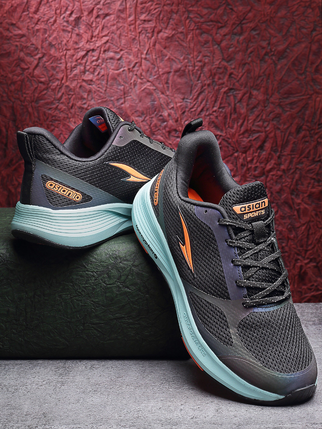 

ASIAN Men Woven Design Lightweight Sneakers, Black