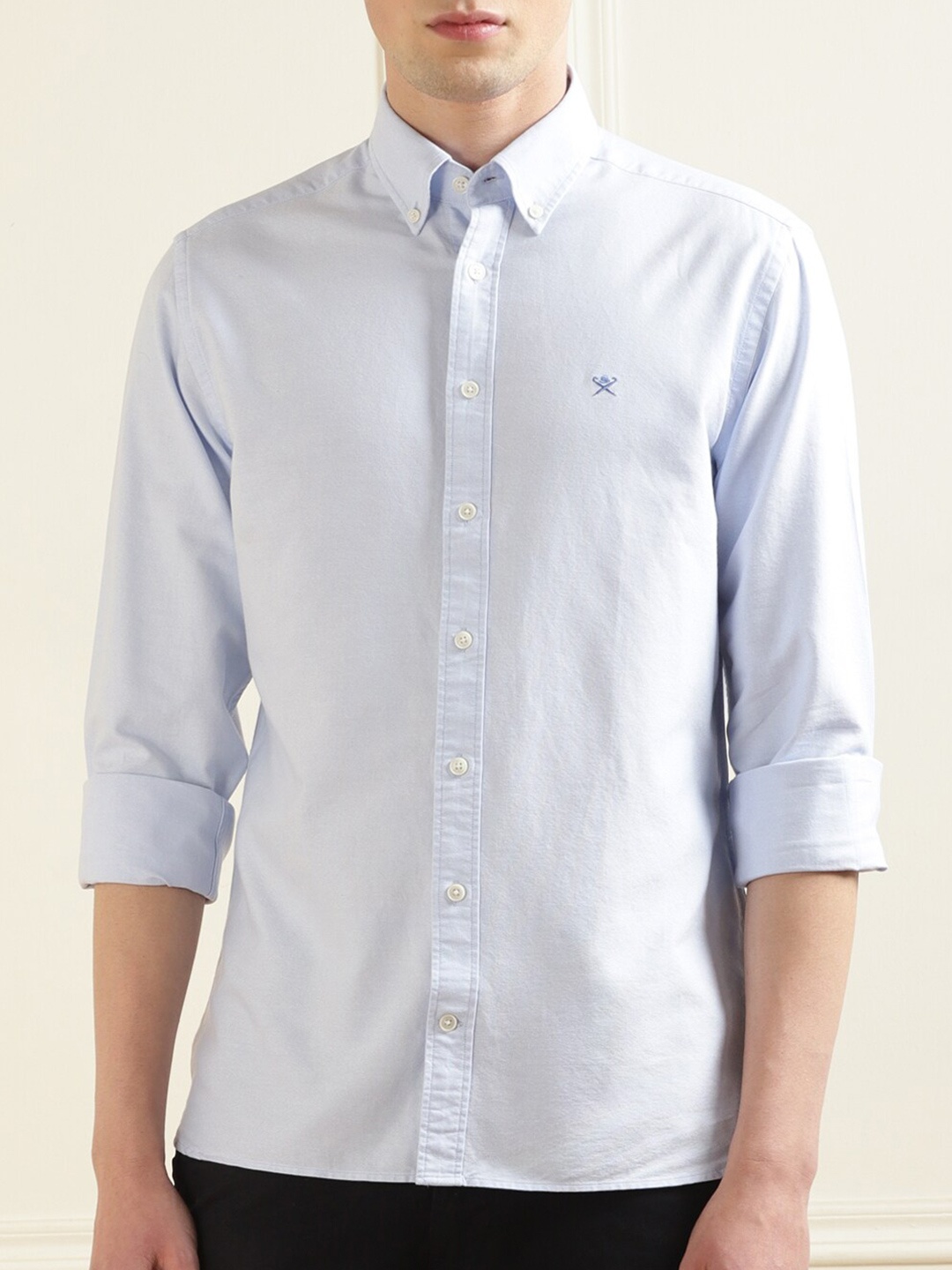 

HACKETT LONDON Button-Down Collar Pure Cotton Casual Shirt, Blue