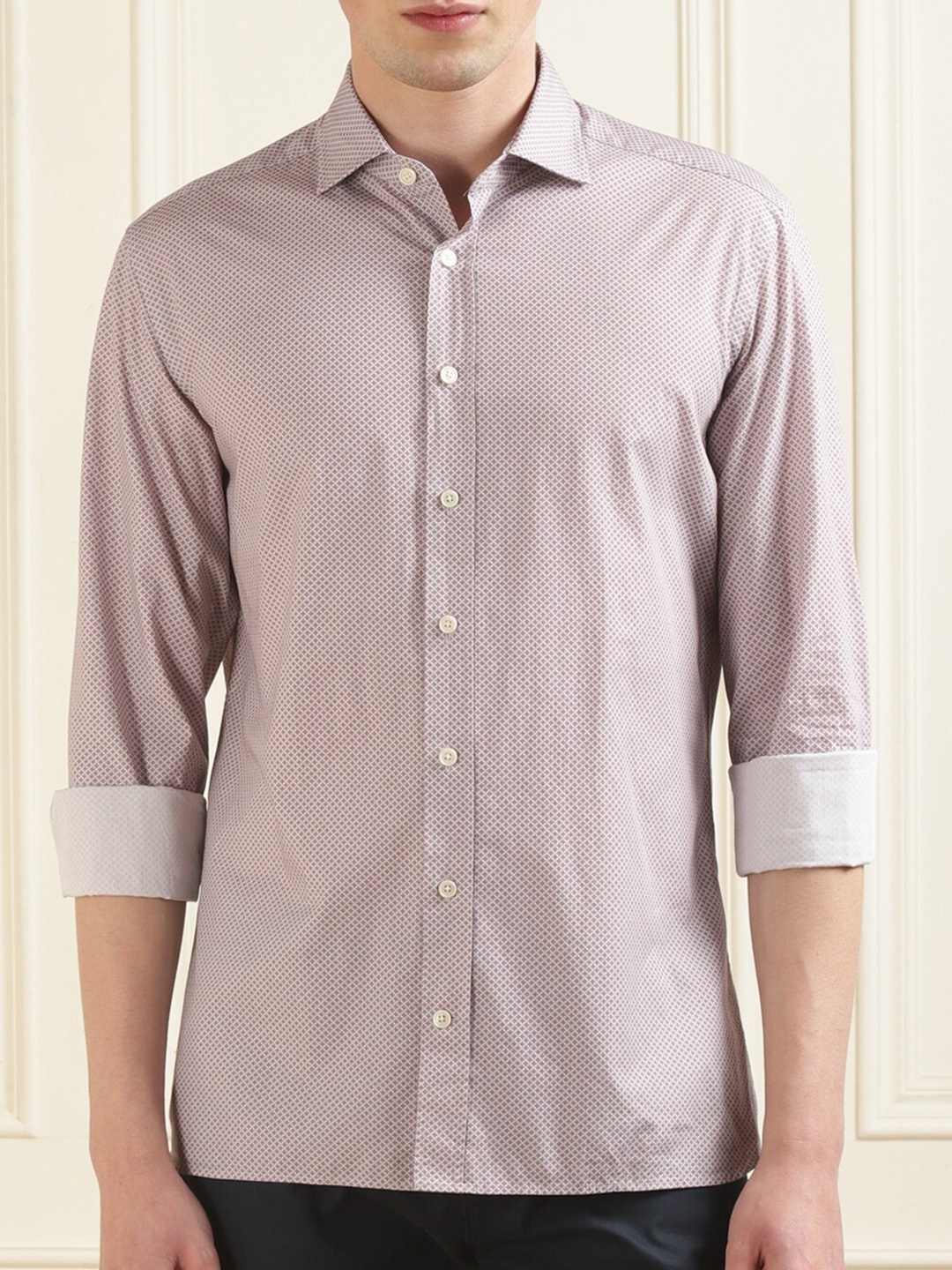 

HACKETT LONDON Micro Ditsy Printed Cotton Casual Shirt, Peach