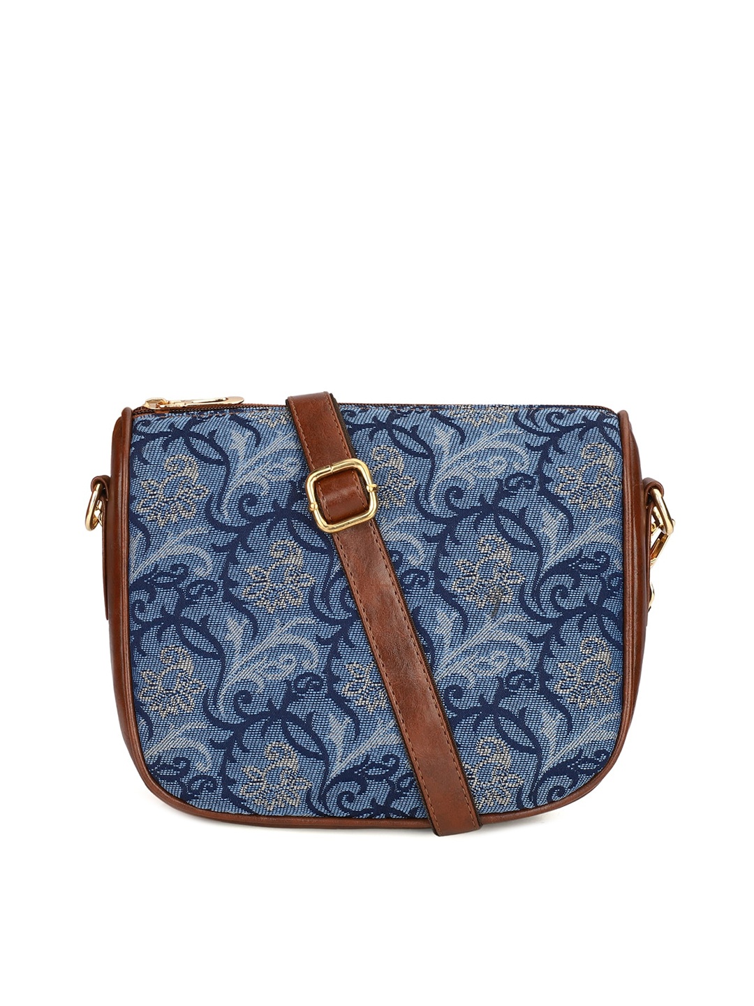 

THE CLOWNFISH Garnet Floral Printed Structured Sling Bag, Blue