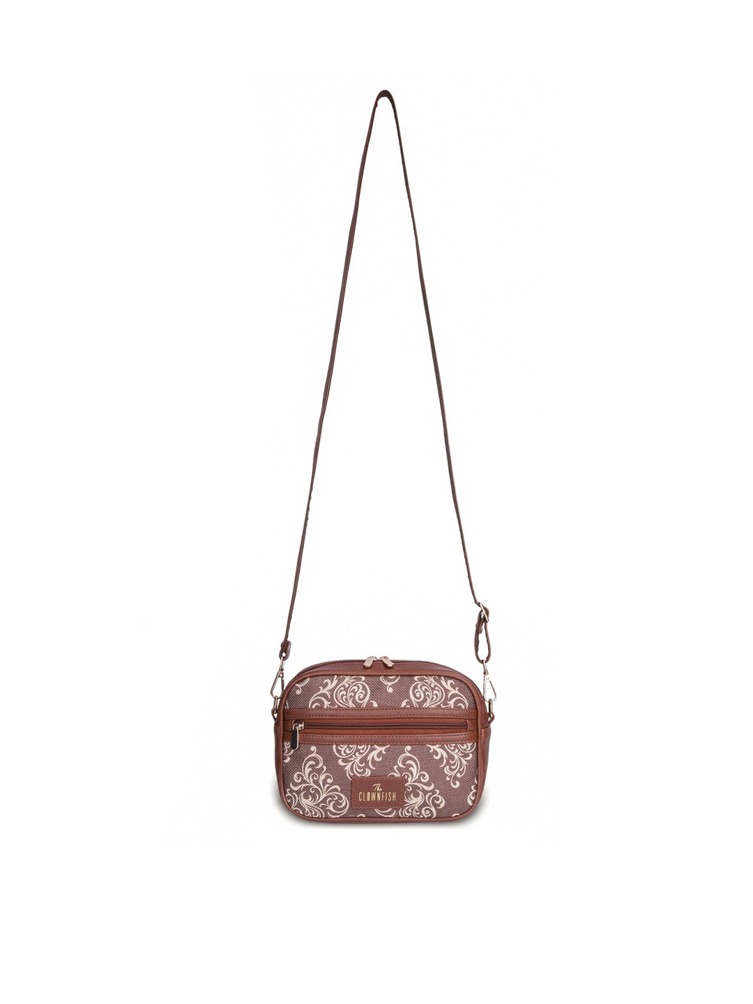 

THE CLOWNFISH Ethnic Motifs Printed Sling Bag, Brown