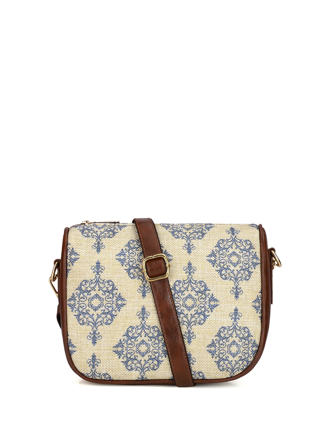 

THE CLOWNFISH Garnet Ethnic Motifs Printed Structured Sling Bag, Off white