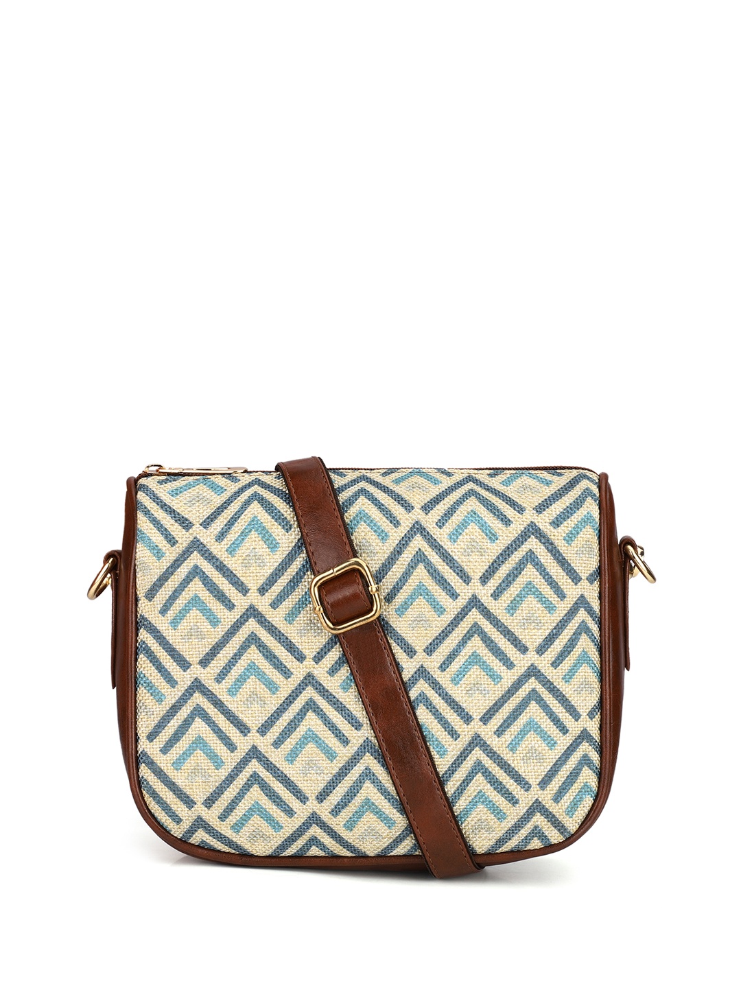 

THE CLOWNFISH Garnet Women Geometric Printed Structured Sling Bag, White