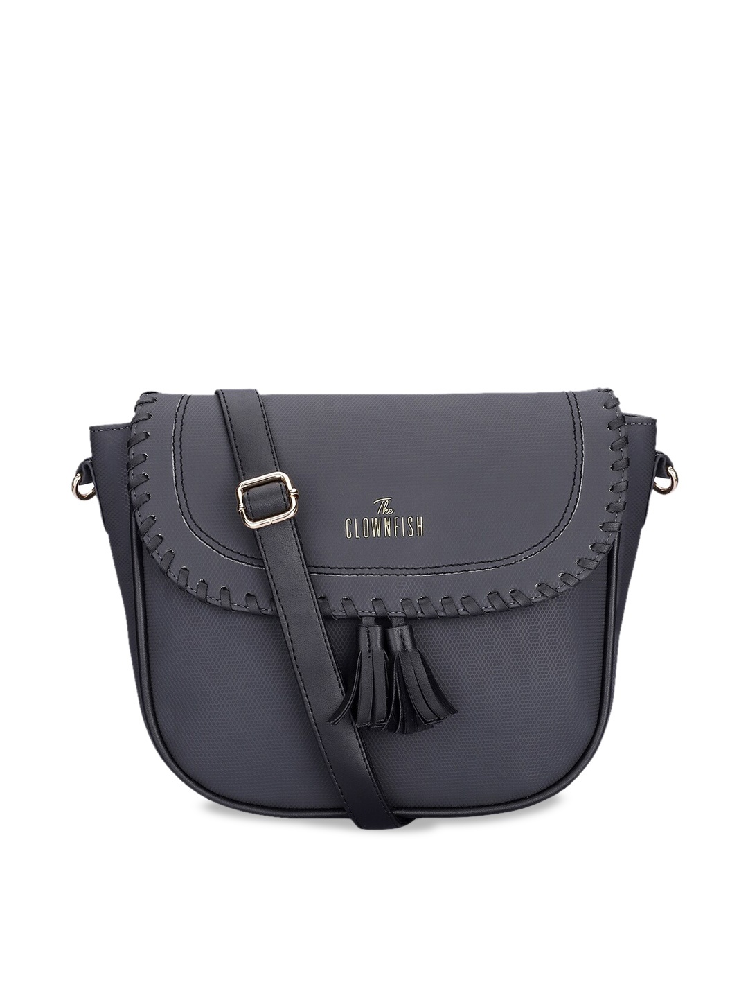

THE CLOWNFISH Rochelle Structured Sling Bag with Tasselled, Grey