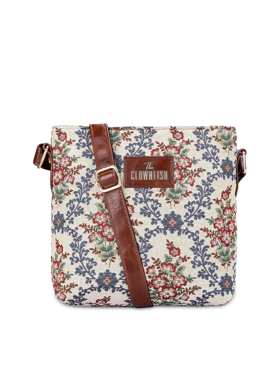 

THE CLOWNFISH Linda Pink Floral Printed Structured Sling Bag