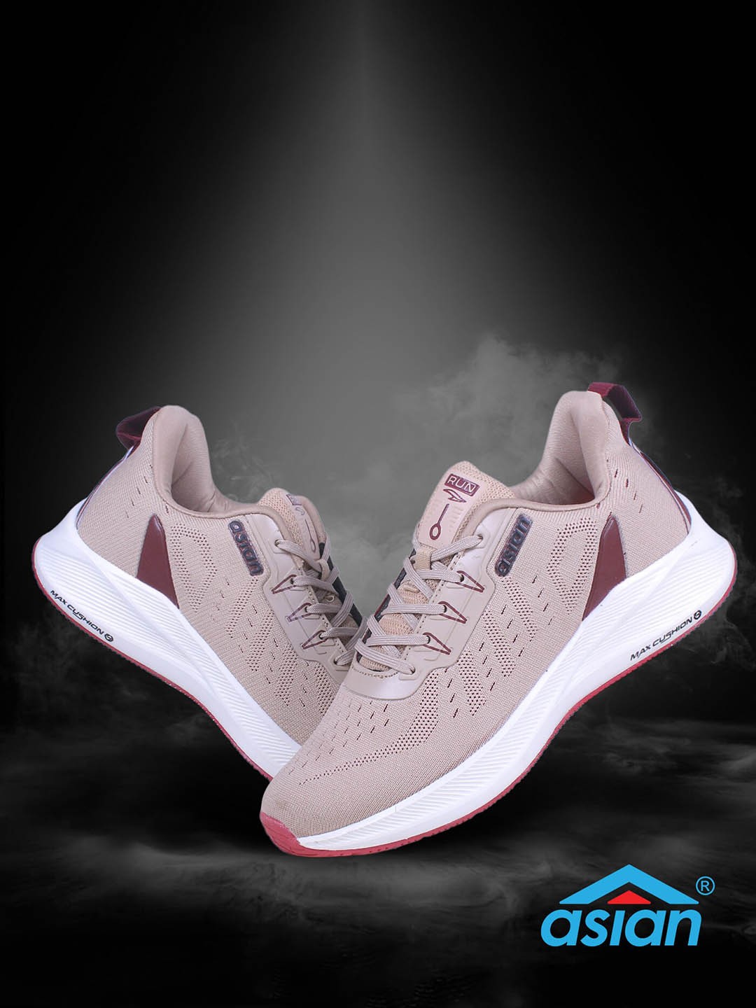 

ASIAN Men Woven Design Lightweight Sneakers, Beige