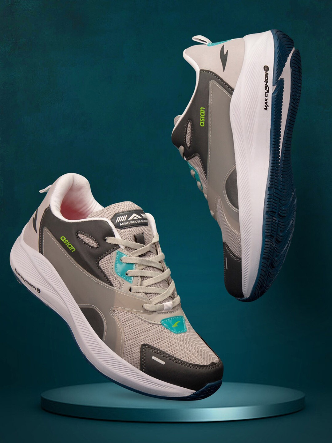 

ASIAN Men Colourblocked Lightweight Sneakers, Grey