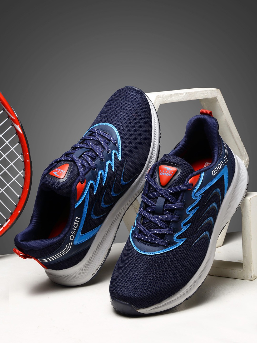 

ASIAN Men Woven Design Lightweight Sneakers, Navy blue