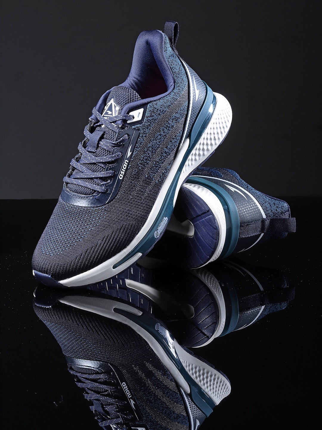 

ASIAN Men Woven Design Lightweight Sneakers, Navy blue