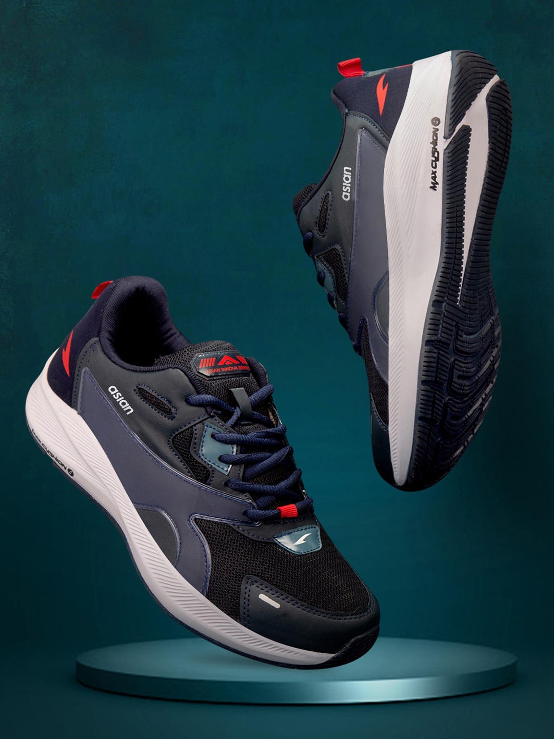 

ASIAN Men Colourblocked Lightweight Sneakers, Navy blue