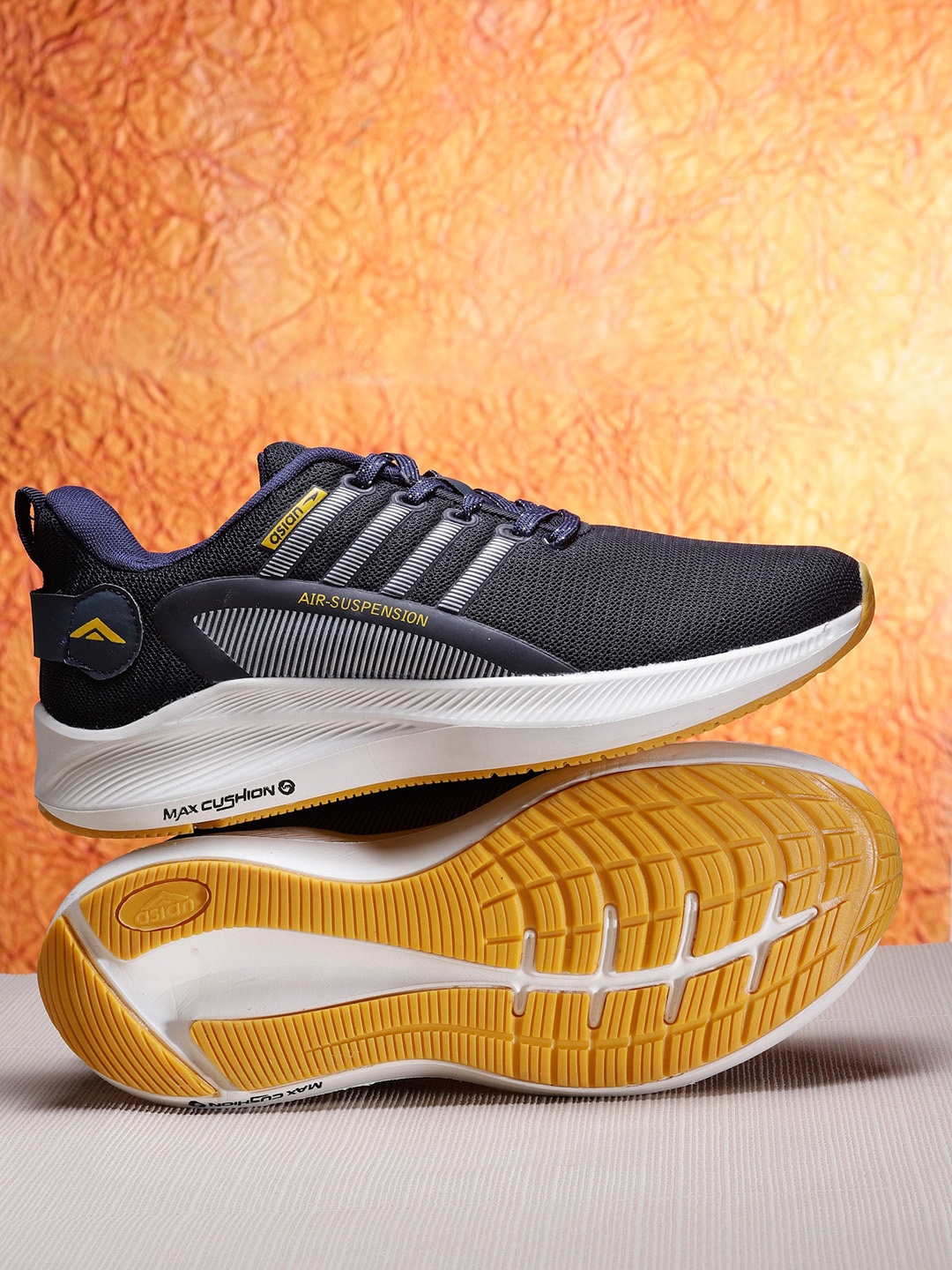 

ASIAN Men Woven Design Lightweight Sneakers, Navy blue