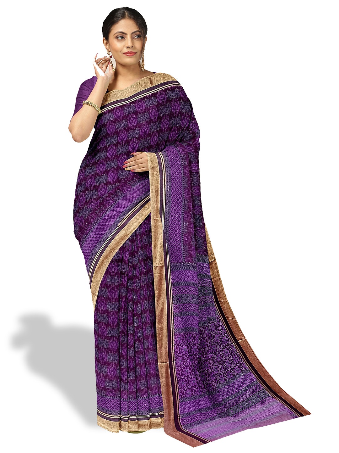 

The Chennai Silks Abstract Printed Pure Cotton Saree, Violet