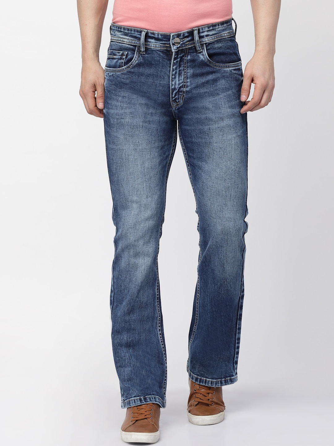 

FEVER Men Bootcut Heavy Fade Stretchable Jeans, Blue