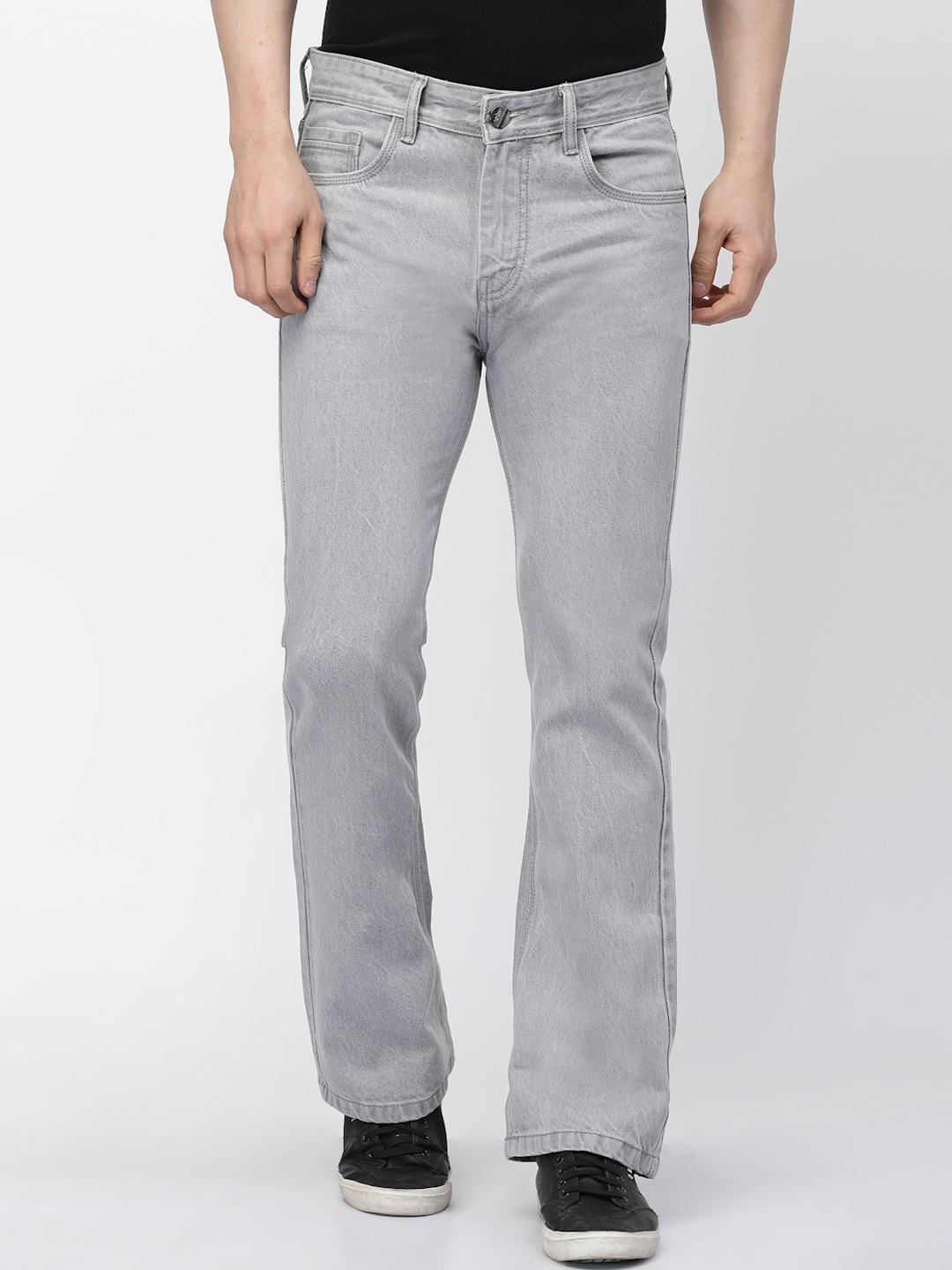 

FEVER Men Bootcut Mid-Rise Pure Cotton Jeans, Grey