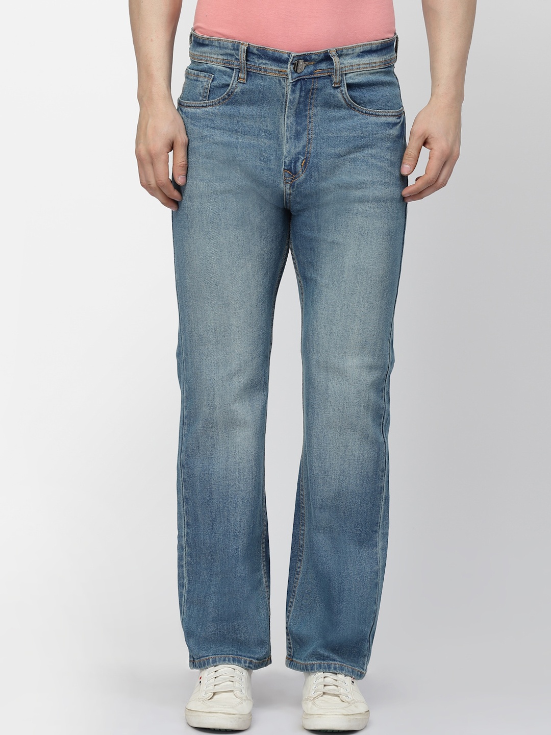 

FEVER Men Loose Wide Leg High-Rise Heavy Fade Stretchable Jeans, Blue