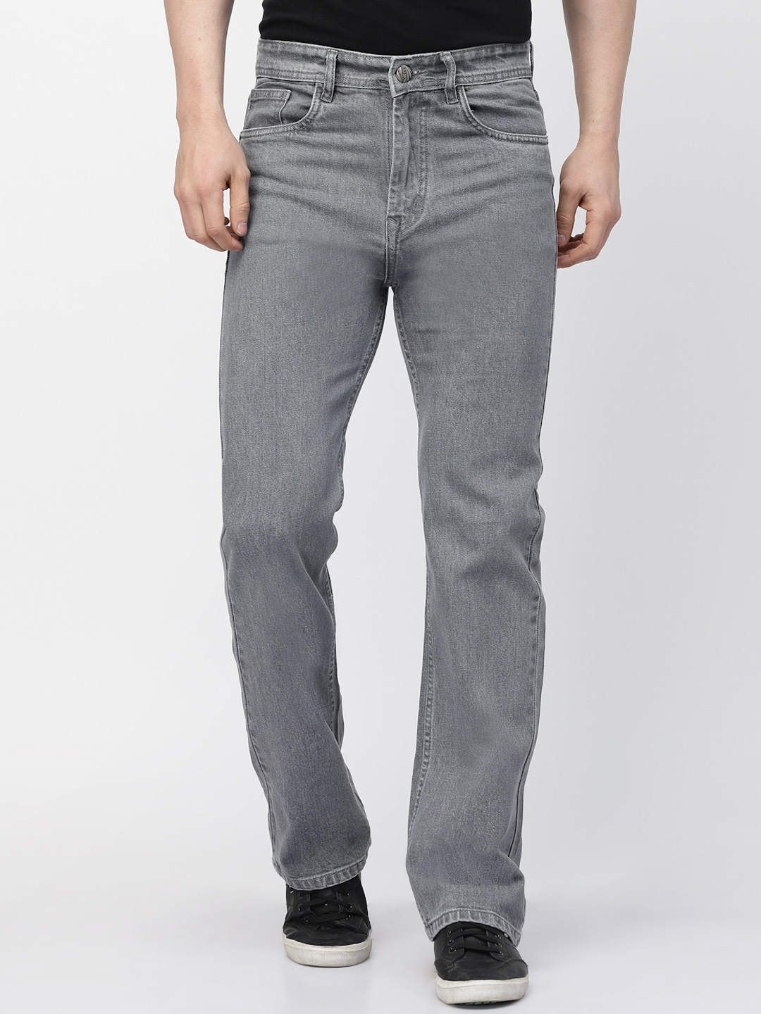 

FEVER Men Loose Wide Leg High-Rise Stretchable Jeans, Grey