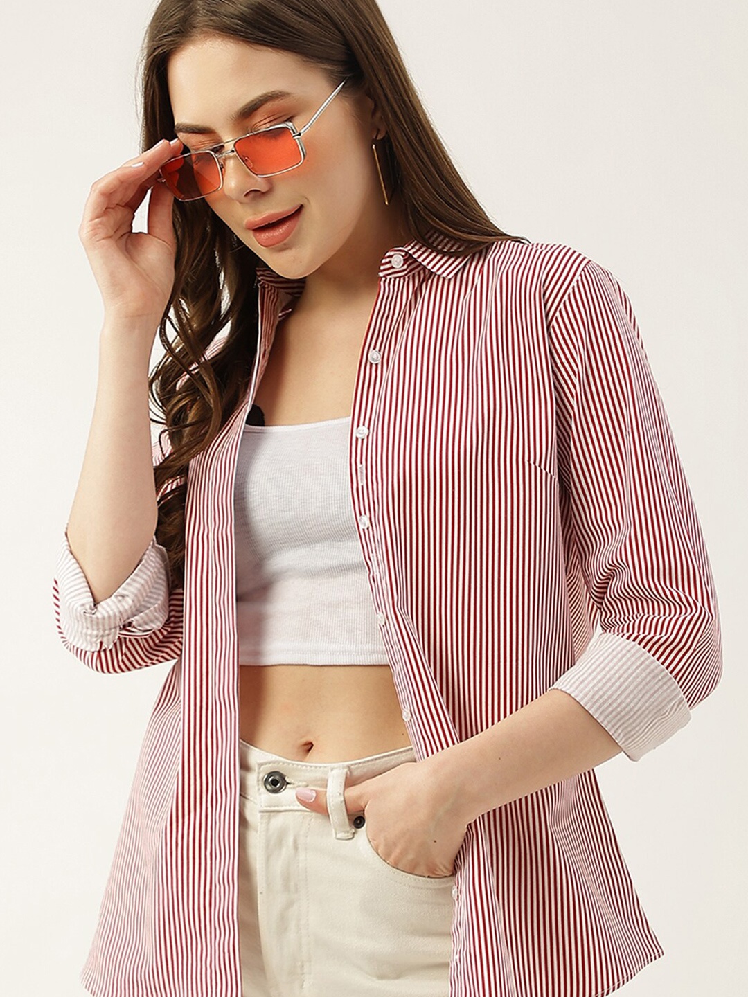 

Hancock Striped Pure Cotton Casual Shirt, Red