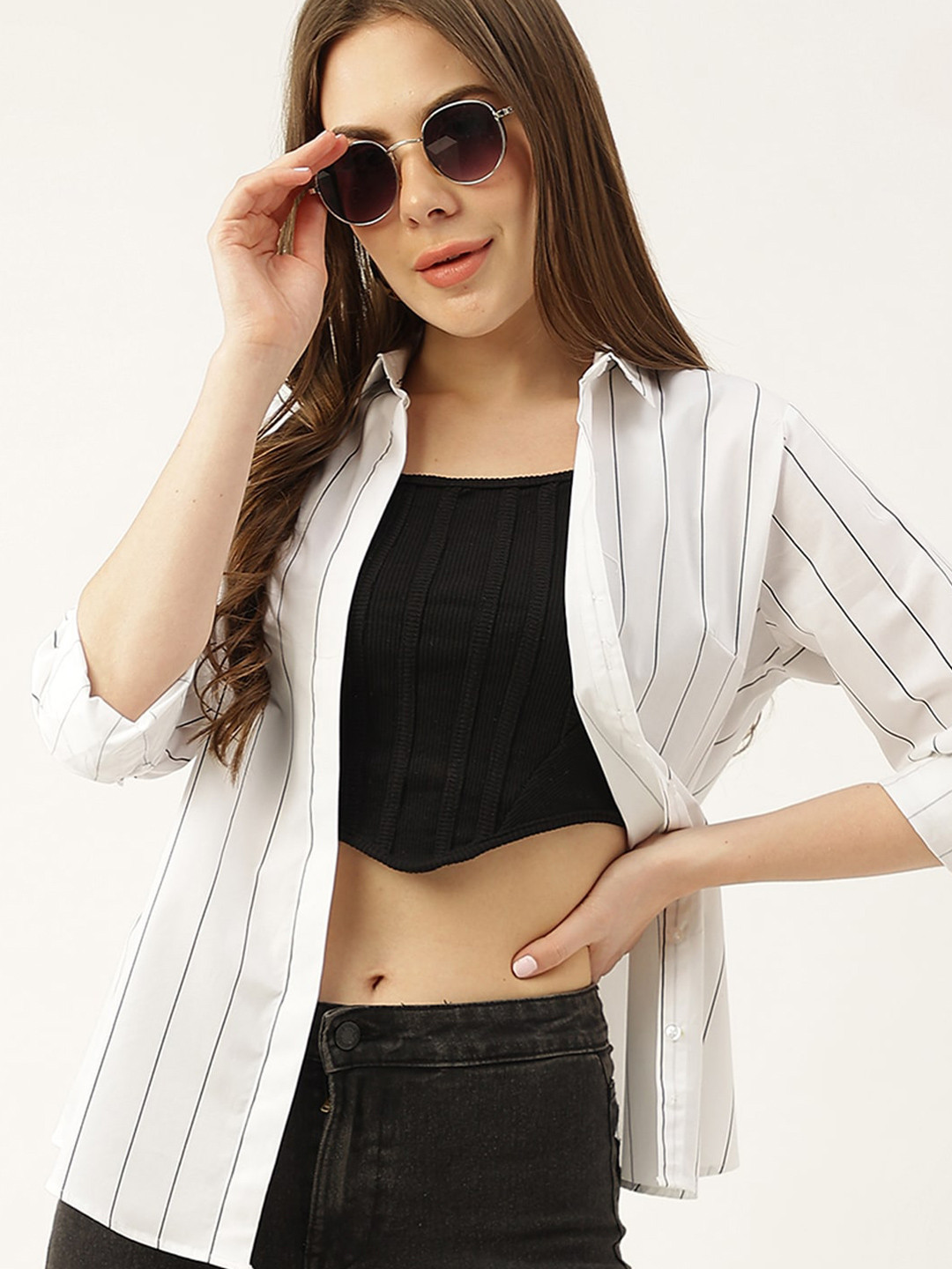 

Hancock Vertical Striped Slim Fit Casual Pure Cotton Shirt, White