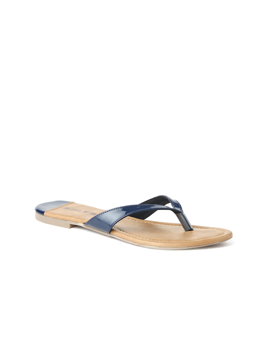 

SOLES Women Colourblocked Open Toe Flats, Blue