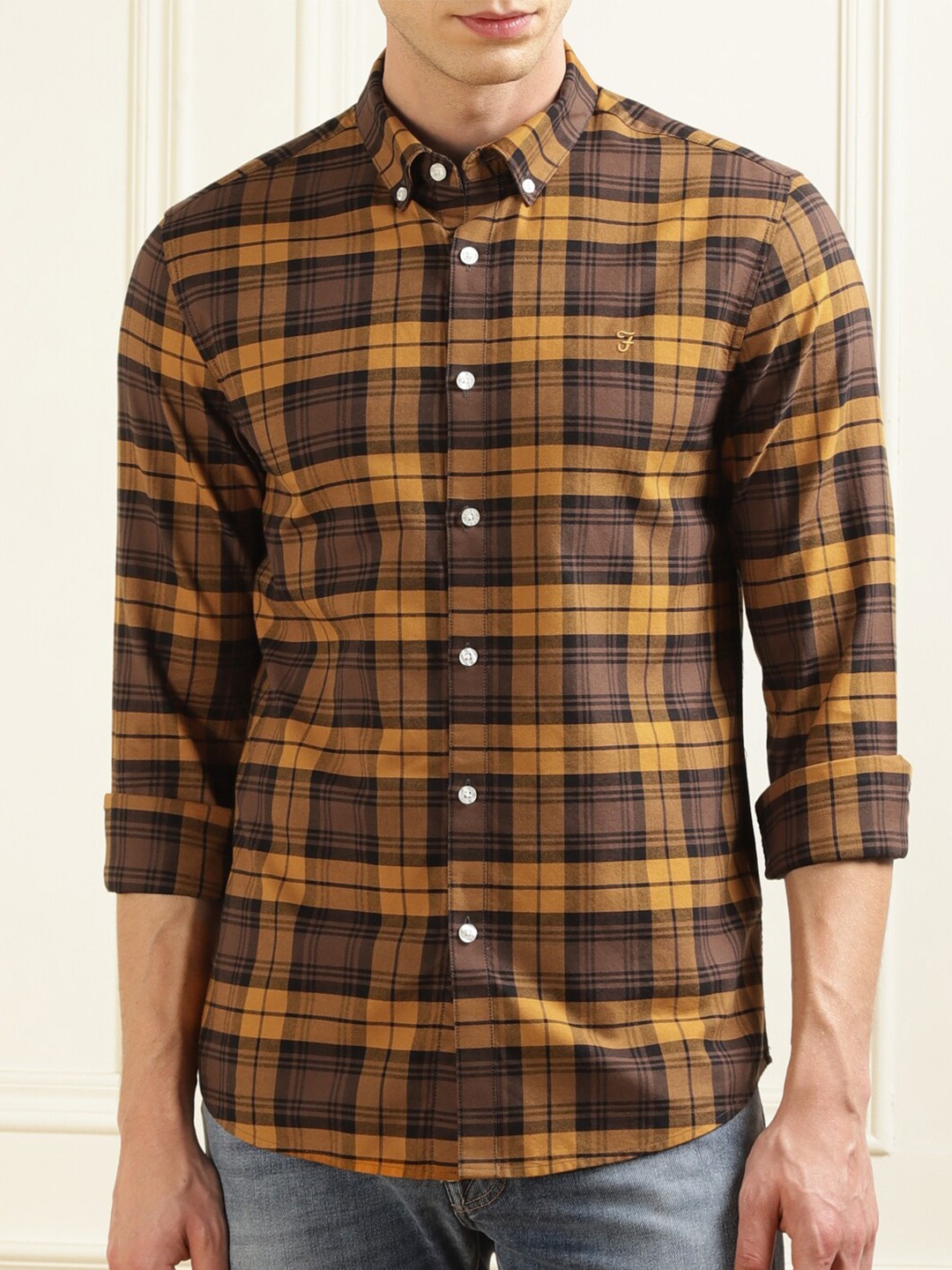 

Farah Checks Cotton Casual Shirt, Brown