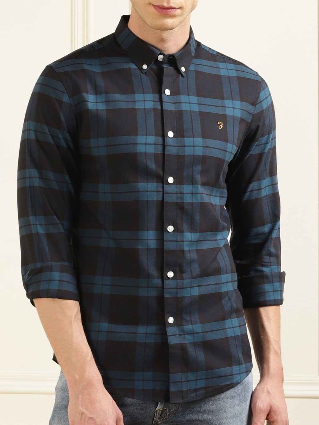 

Farah Tartan Checked Casual Shirt, Navy blue