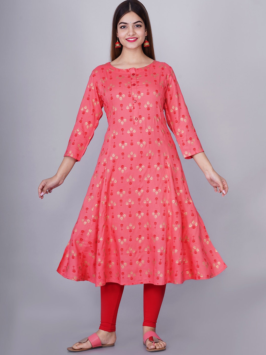 

Bachuu Ethnic Motifs Printed Anarkali Kurta, Peach