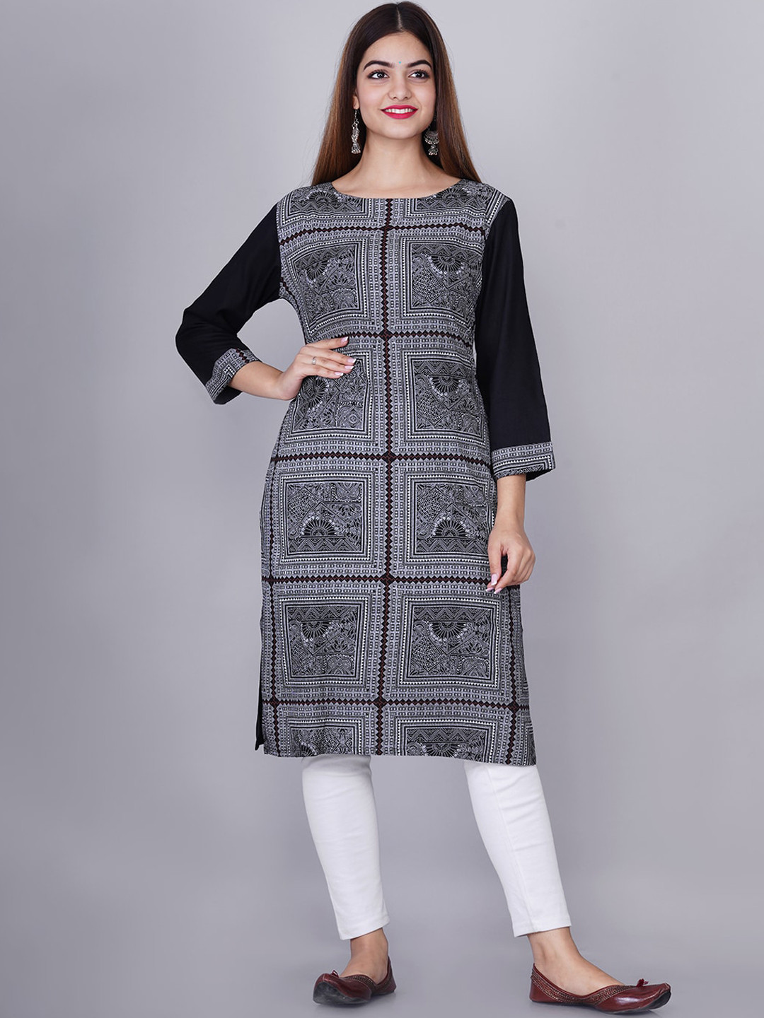 

Bachuu Ethnic Motifs Printed Kurta, Black