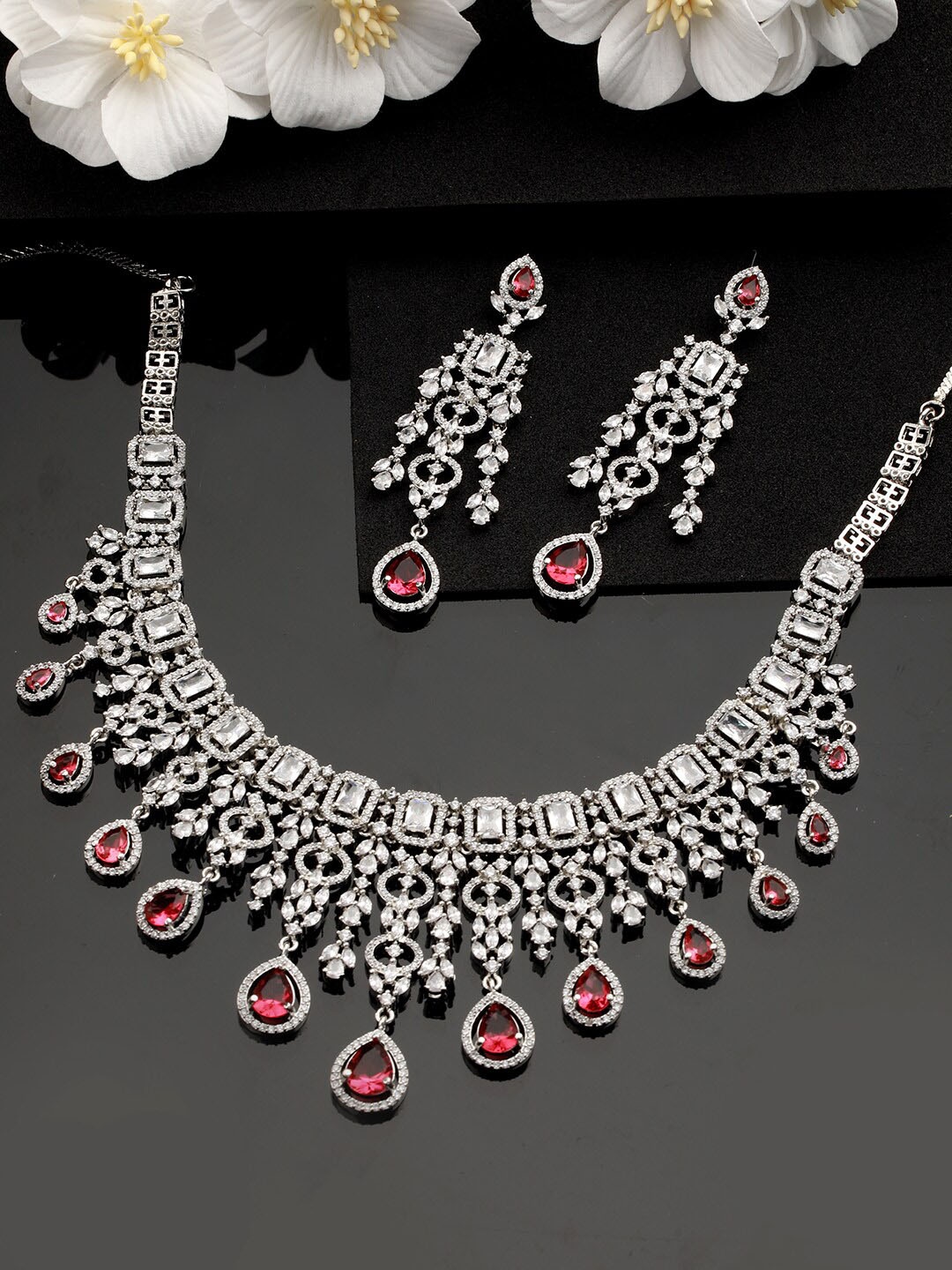 

Jazz and Sizzle Silver-Plated AD-Studded Jewellery Set