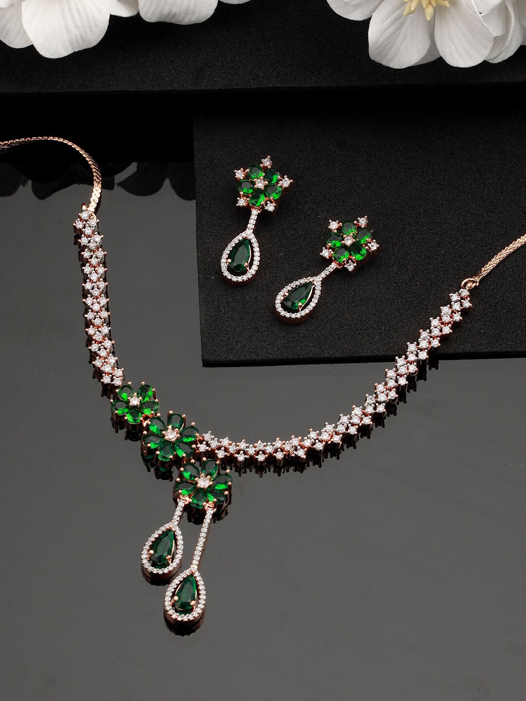 

Jazz and Sizzle Rose Gold-Plated AD-Studded Jewellery Set