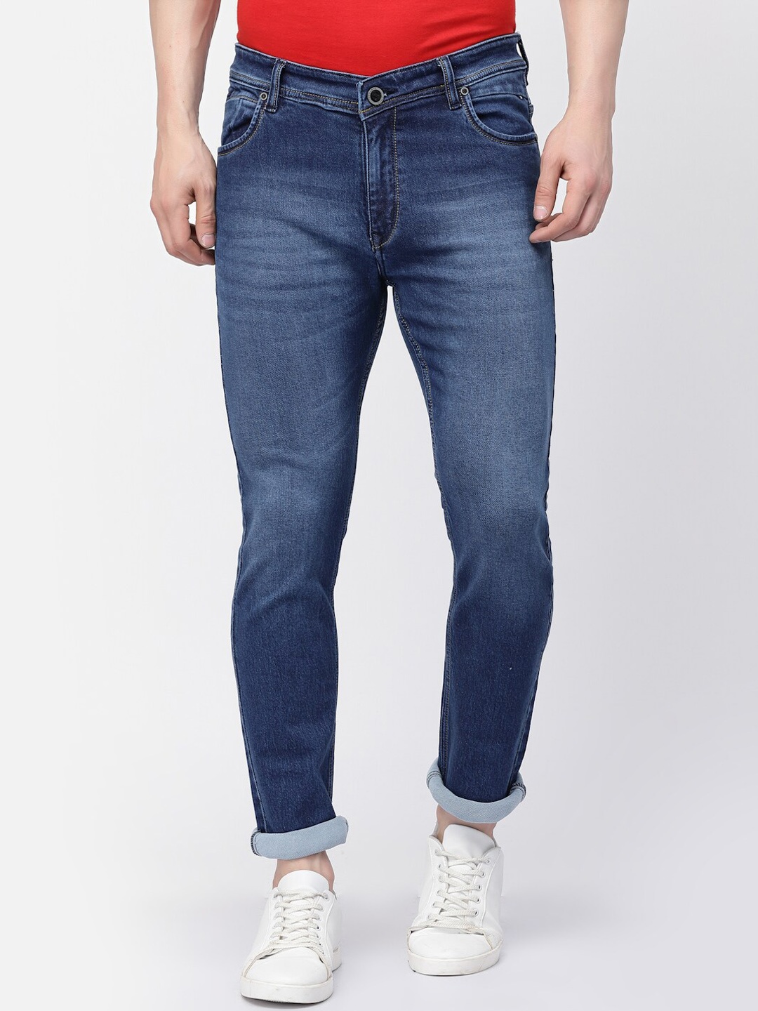 

TNG Men Slim Fit Mid-Rise Light Fade Stretchable Cotton Jeans, Blue