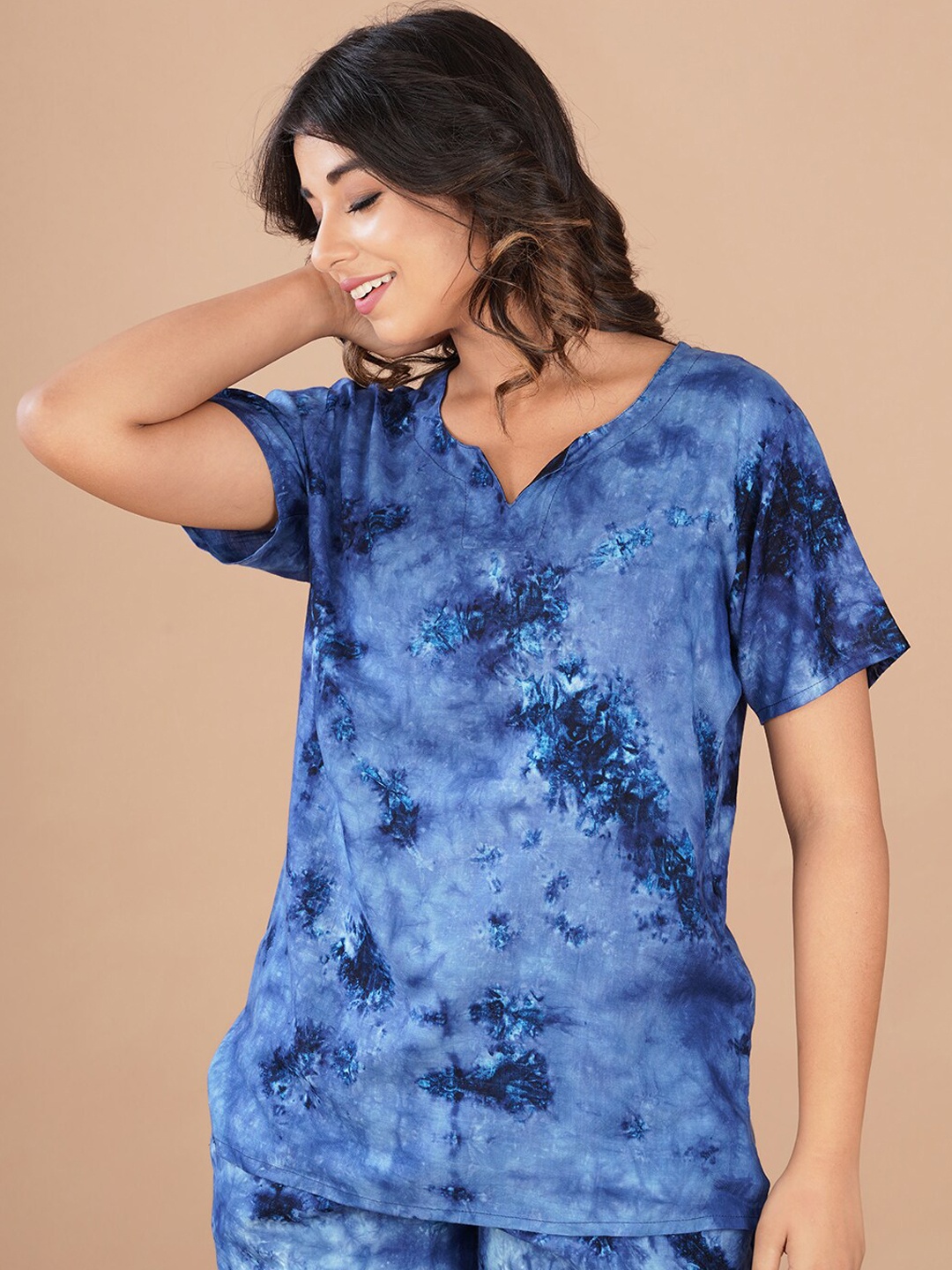

Bachuu Tie & Dye Printed Night Suit, Blue