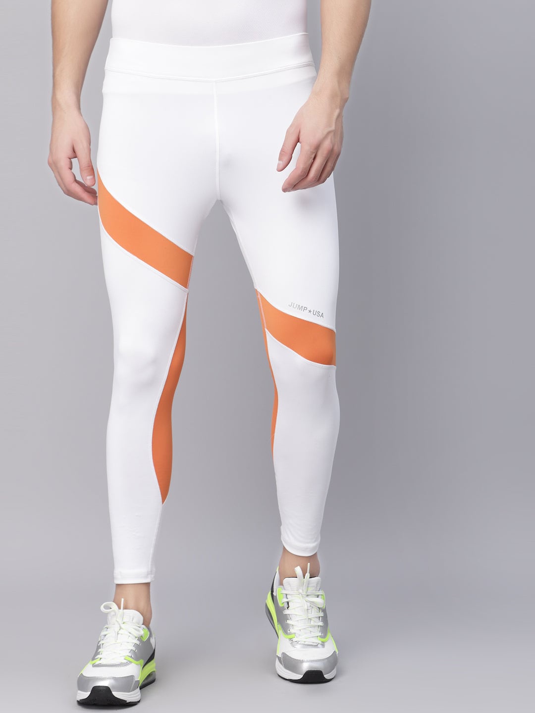 

JUMP USA Men ColorBlocked Rapid-Dry Training Tights, White