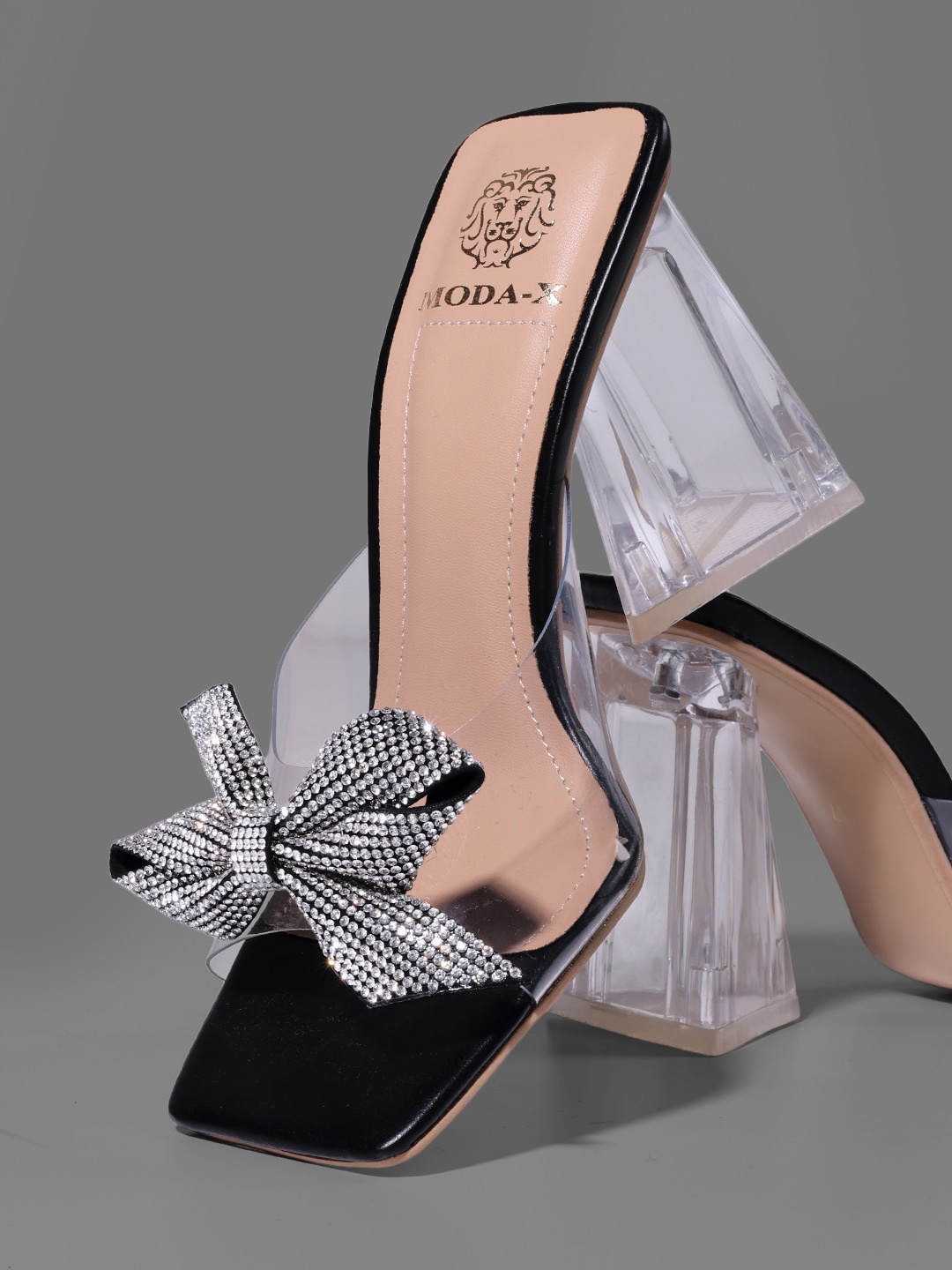 

MODA-X Embellished Bow Block Heels, Black