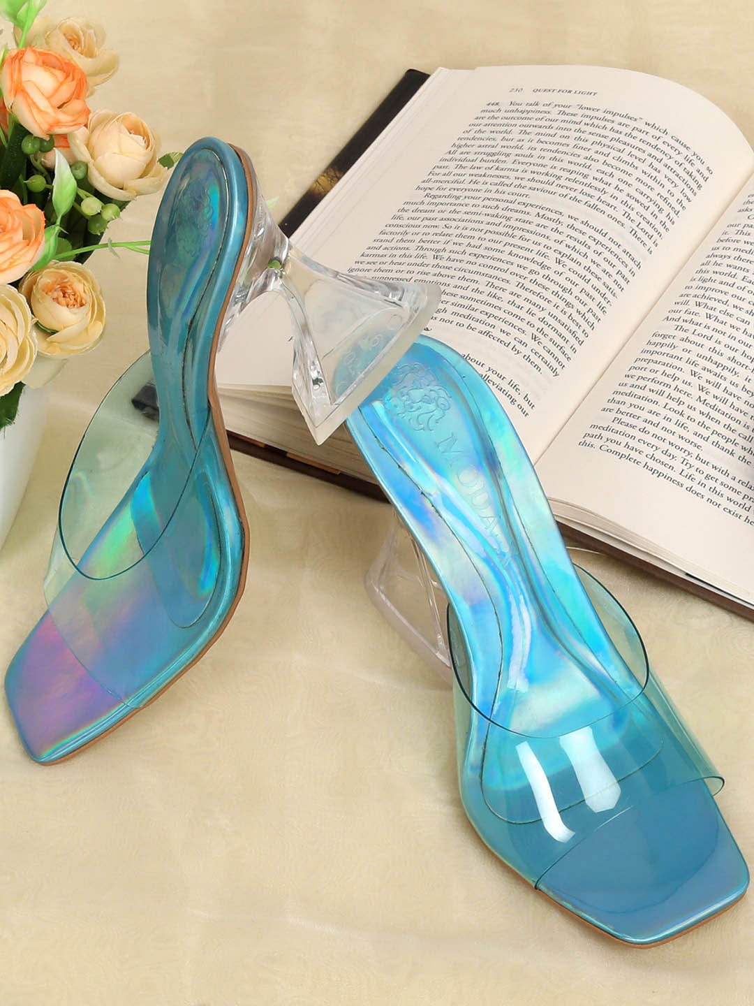 

MODA-X Peep Toe Block Heels, Blue