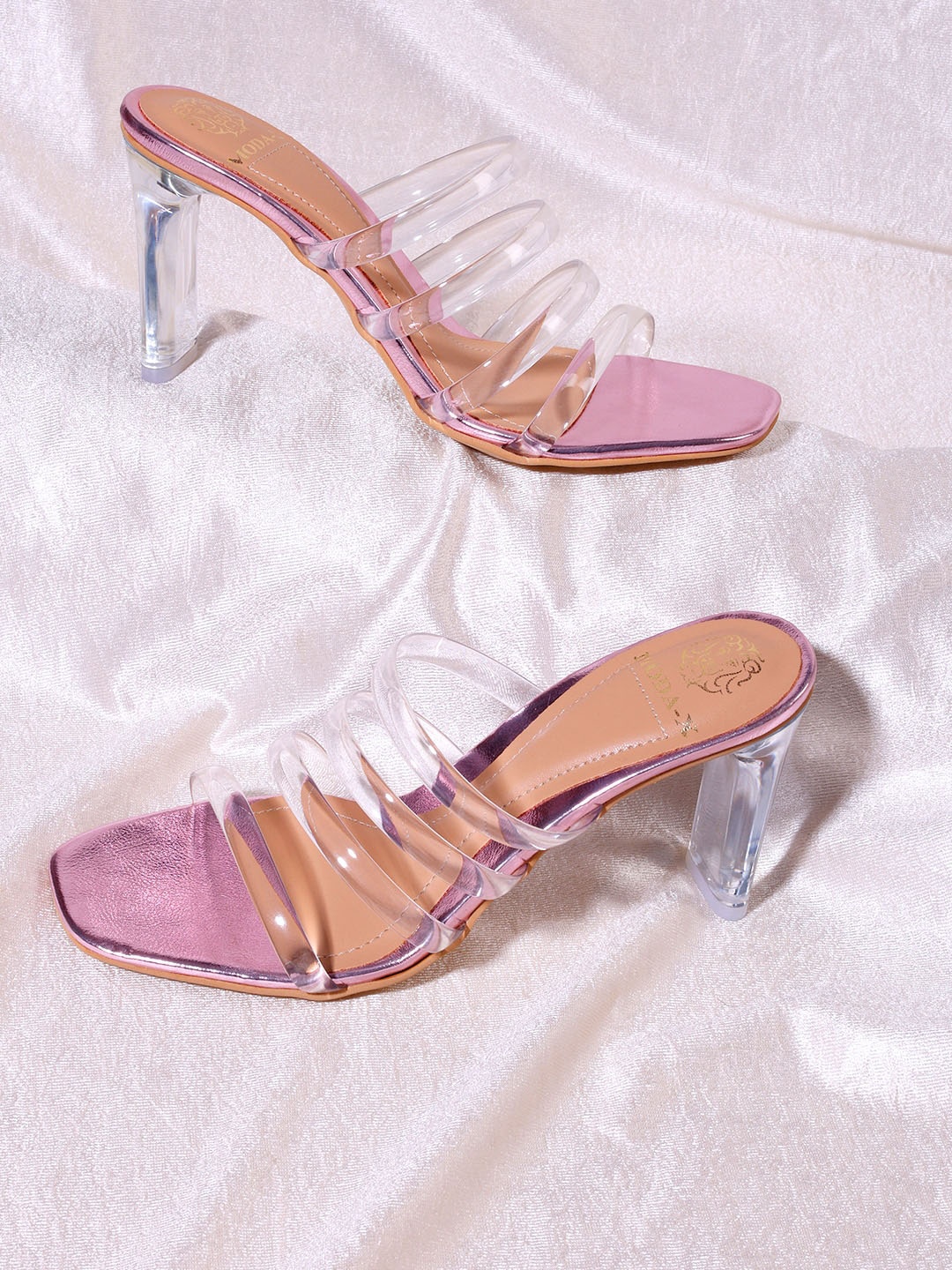 

MODA-X Open Toe Block Heels, Pink