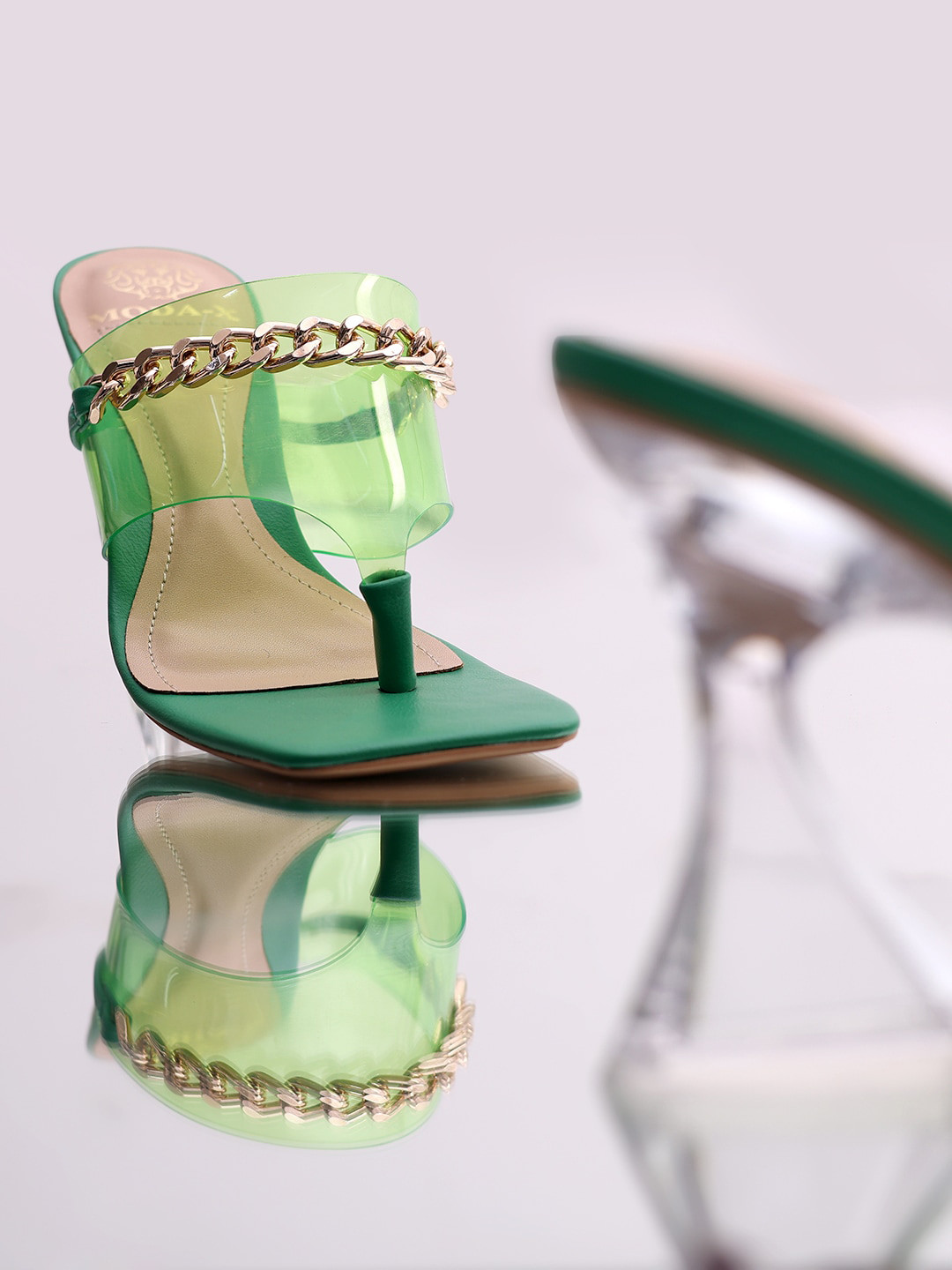 

MODA-X Embellished Open Toe Block Heels, Green
