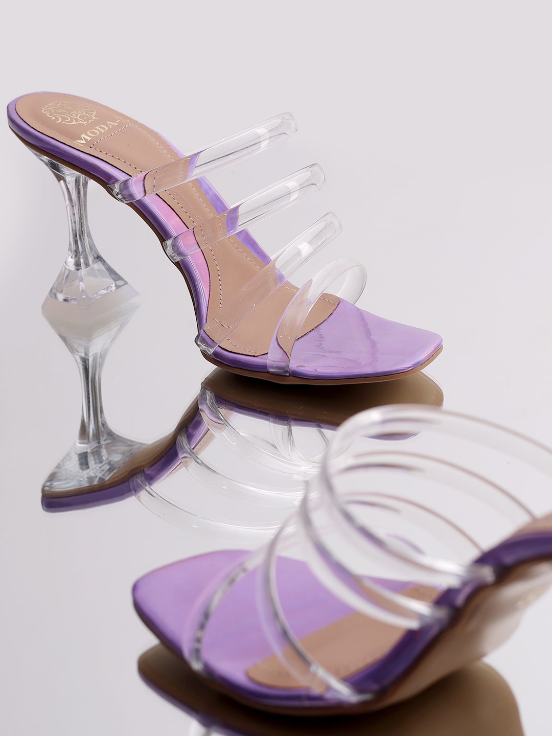 

MODA-X Transparent Open Toe Block Heels, Lavender