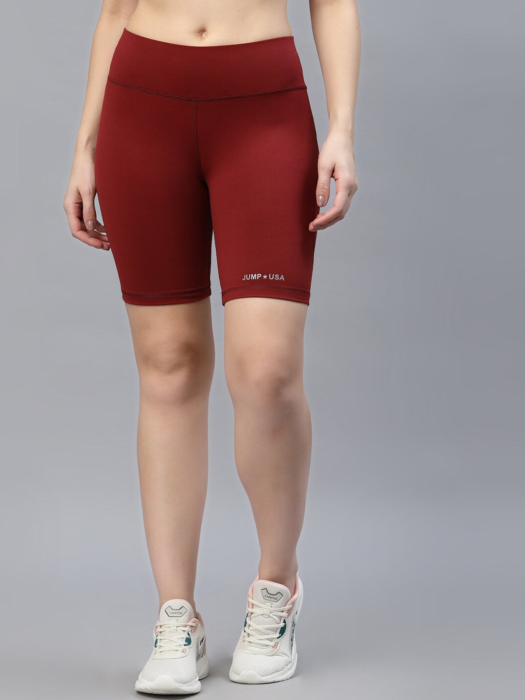 

JUMP USA Women Skinny Fit Mid-Rise Rapid-Dry Sports Shorts, Maroon
