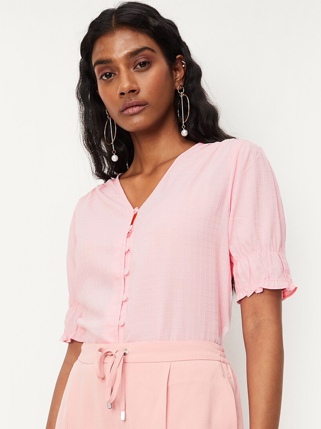 

max V-Neck Shirt Style Top, Pink