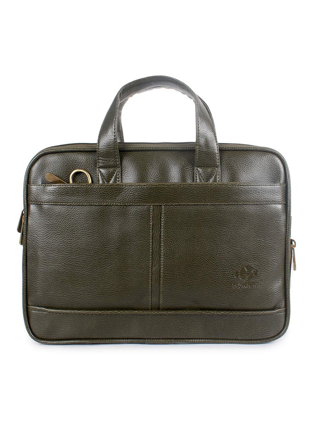 

THE CLOWNFISH Padded Water Resistant Synthetic Leather Laptop Bag, Green