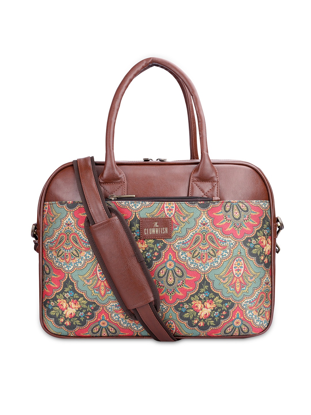 

THE CLOWNFISH Deborah Printed Jute Laptop Bag, Pink