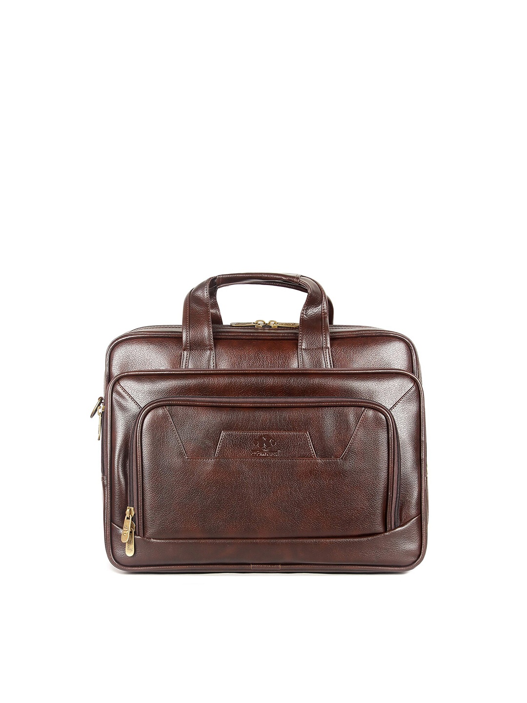 

THE CLOWNFISH Textured Laptop Bag, Brown