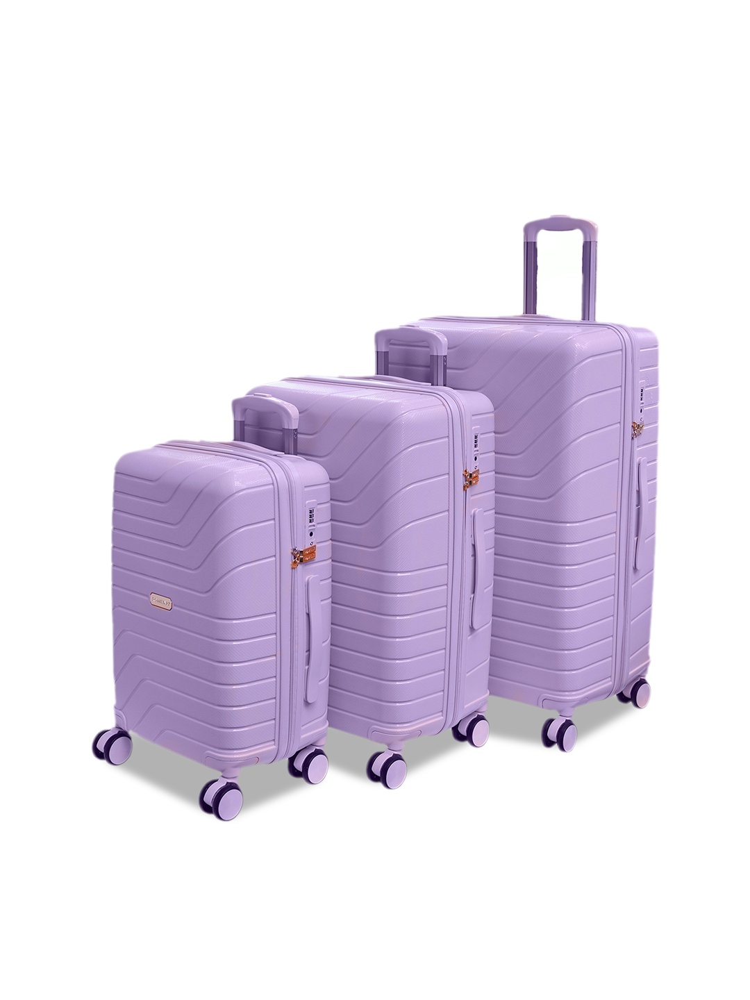 

ROMEING Tuscany Set Of 3 TUSCANY Textured Hard Trolley Suitcases, Purple