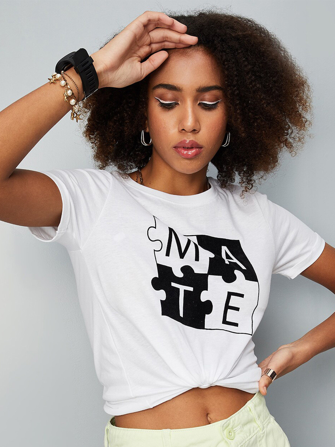

max Graphic Printed Cotton T-shirt, White