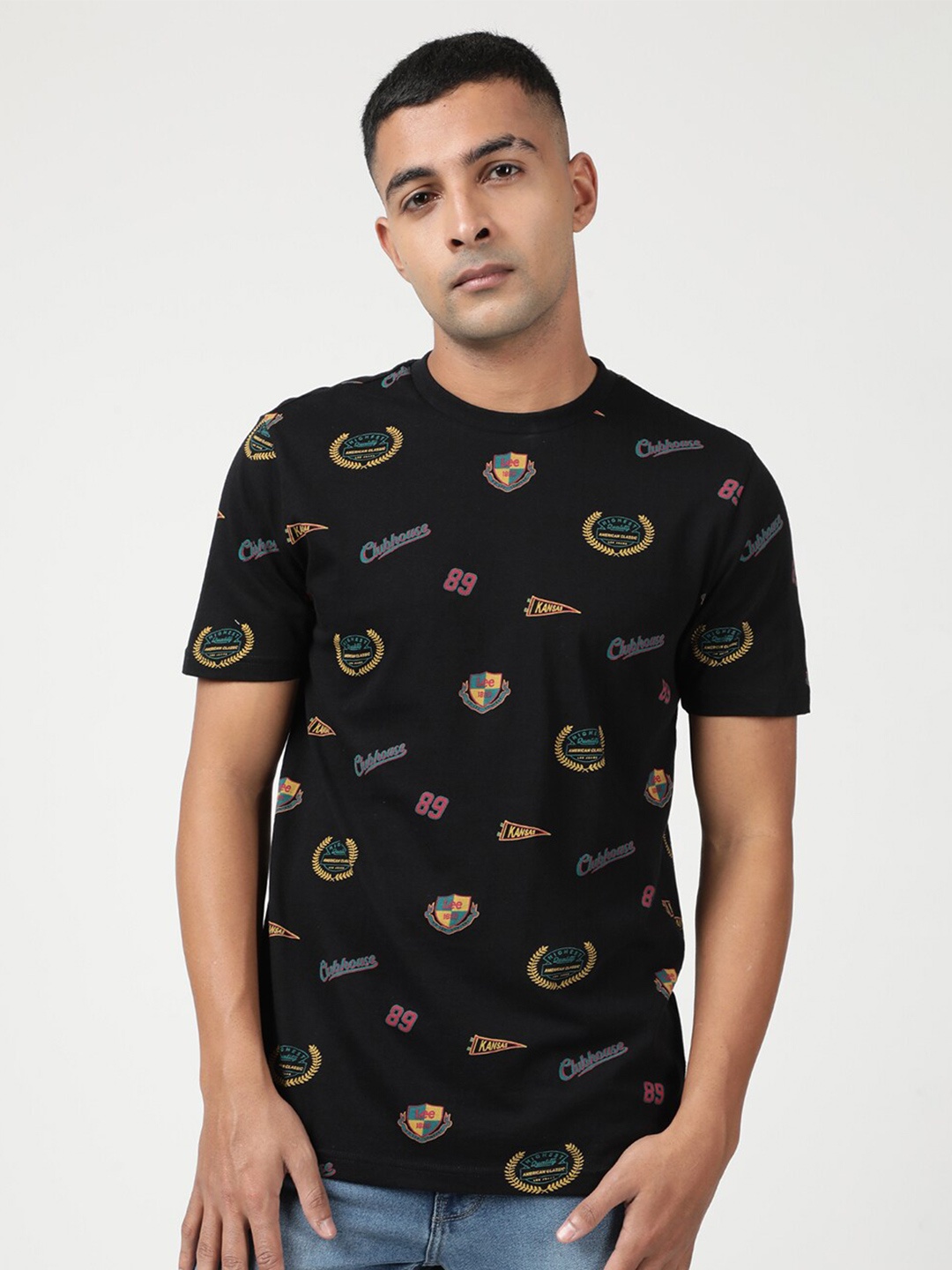 

Lee Printed Cotton Regular Fit Round Neck T-shirt, Black