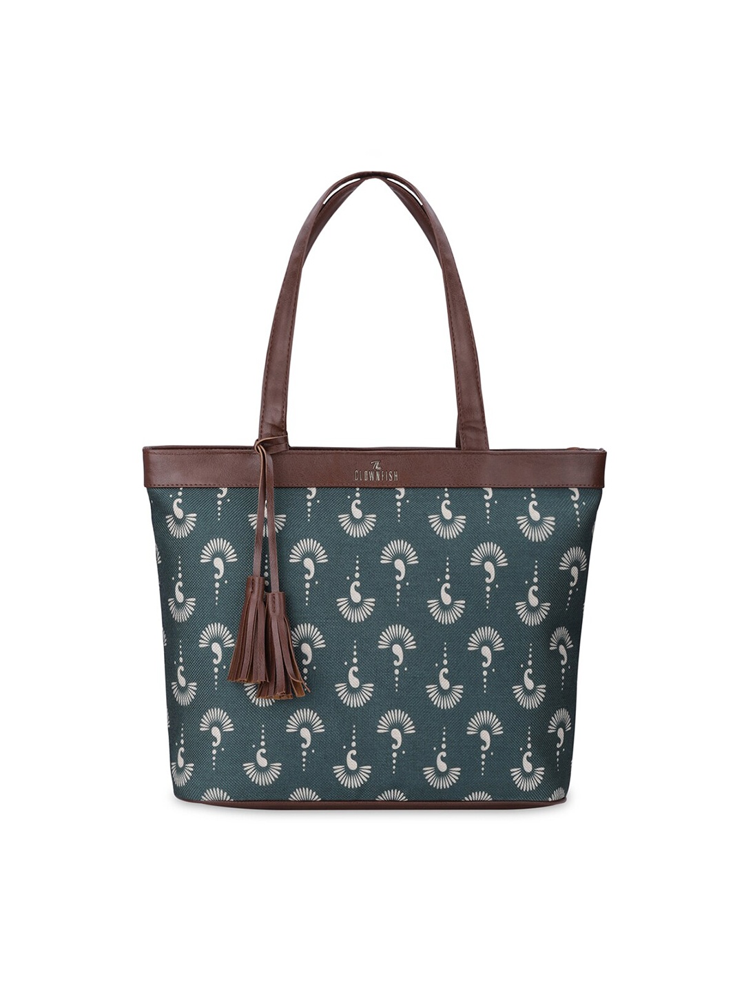 

THE CLOWNFISH Women Paisley Printed Jute Laptop Bag, Green