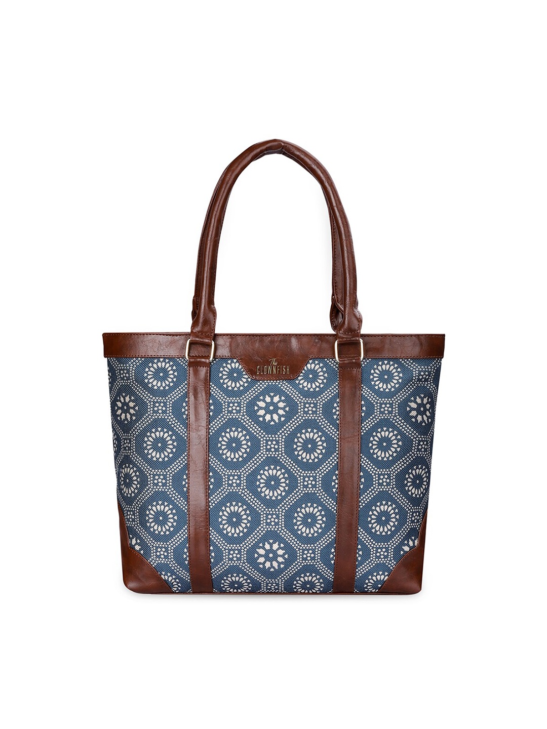 

THE CLOWNFISH Miranda Women Printed Jute Laptop Bag, Navy blue