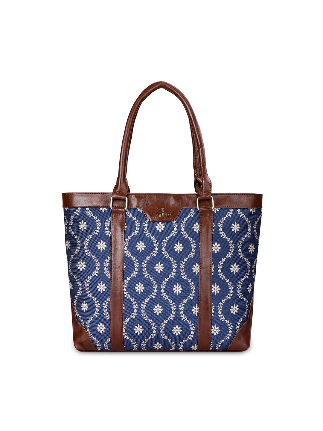 

THE CLOWNFISH Miranda Women Printed Jute Laptop Bag, Navy blue