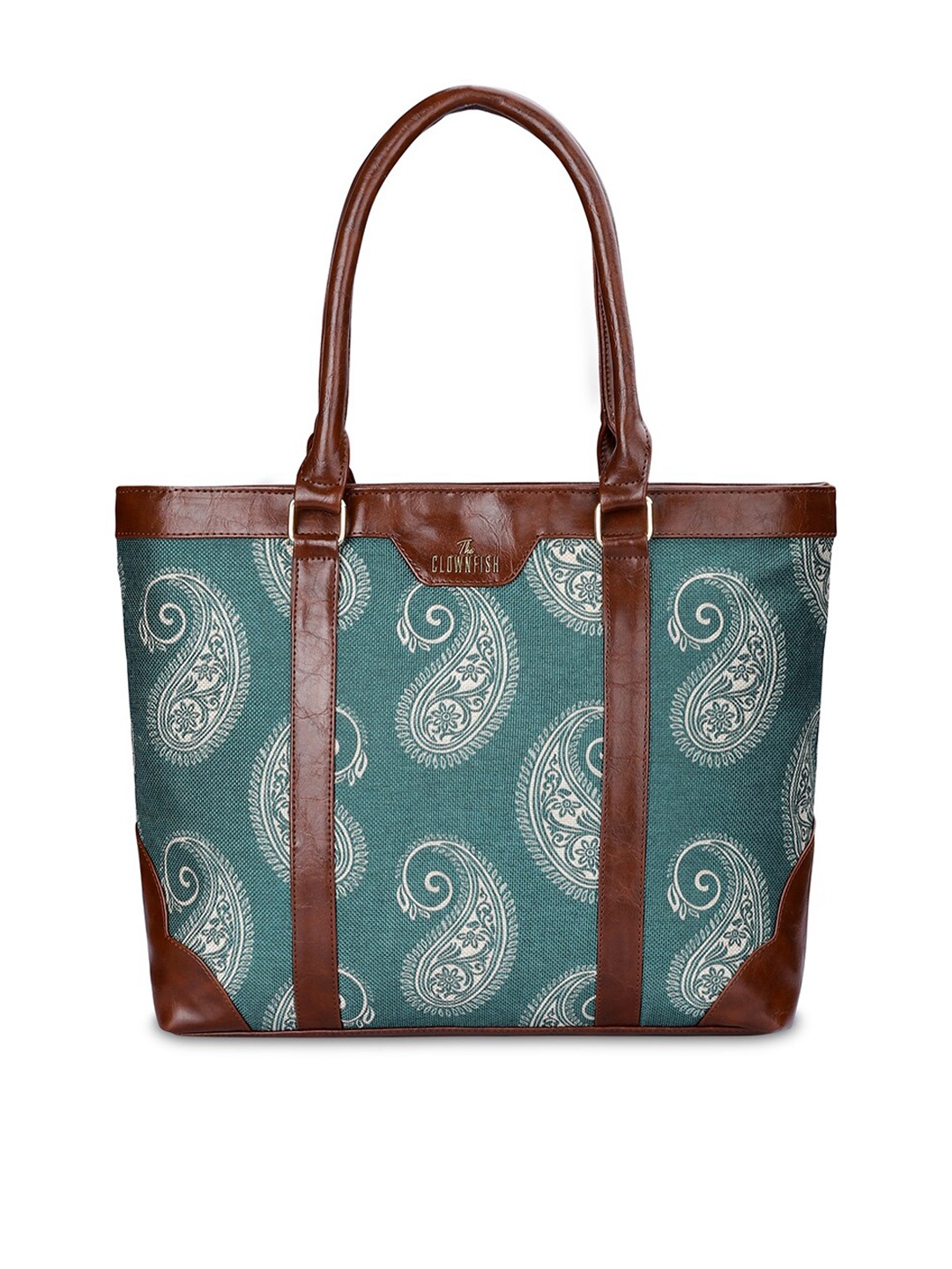 

THE CLOWNFISH Miranda Women Paisley Printed Jute Laptop Bag, Green